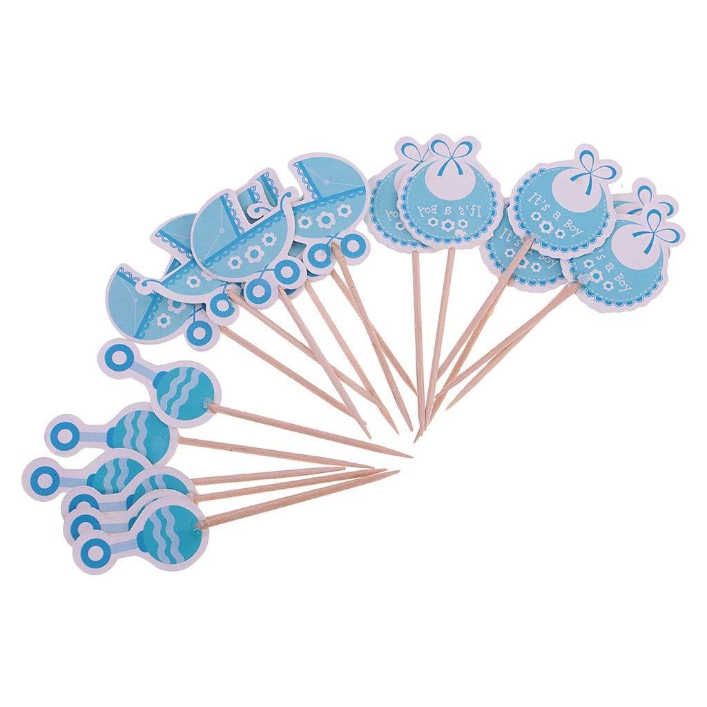 Inzopo Pack of 18 It'a a Girl or Boy Cake Topper Baby Shower Christening Party Cupcake Picks - It's a Boy, One Size