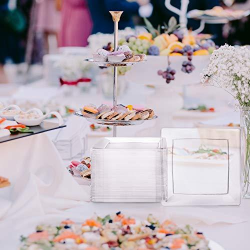 Oasis Creations Oasis Creations Clear Square Plates Set 9" - 50 Count - Premium Hard Clear Plastic - Disposable and Reusable - Dinner Plates - Salad Plates - Party Plate Set - Weddings, Parties, Events & More!