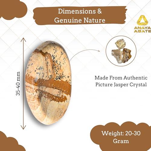 ANAYA AGATE Worry Stones Picture Jasper Crystal Thumb Worry Stone for Anguish, Stress Relaxing and Soothing Balance Stones for Meditation, Stress Relief Healing Stones and Crystals for Men and Women