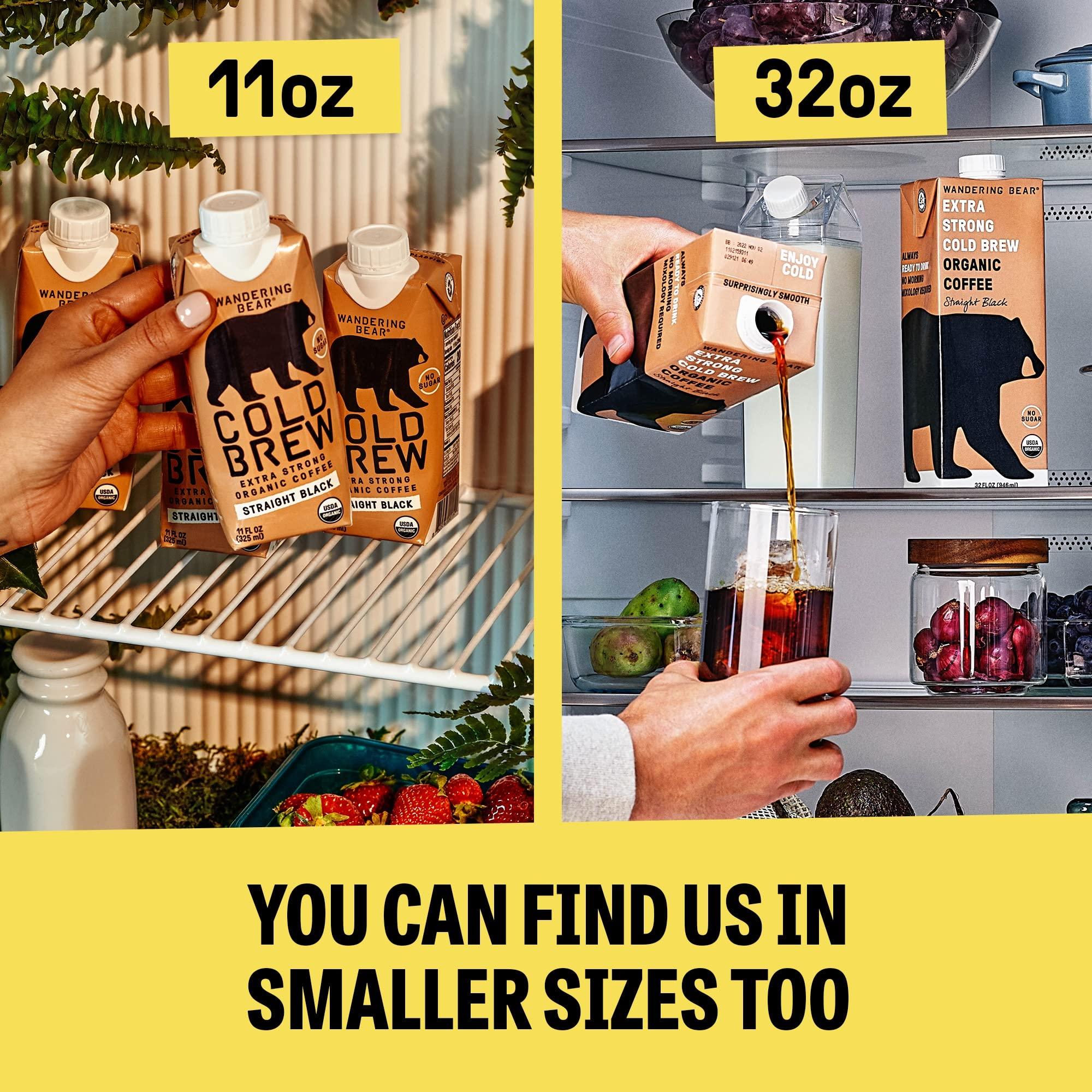 Wandering Bear Wandering Bear Cold Brew Coffee, Caramel & Decaf Bundle, 96oz, 2 pack - Organic, Smooth, Shelf-Stable, and Ready to Drink