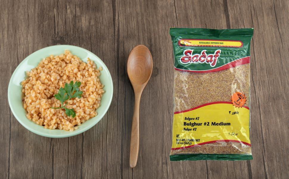 Sadaf Sadaf Bulghur #2 Medium - Bulgur Wheat Medium for Cooking and Food Seasoning - Wheat Grain - Middle Eastern Cuisine - Kosher - 20 Oz Resealable Bag