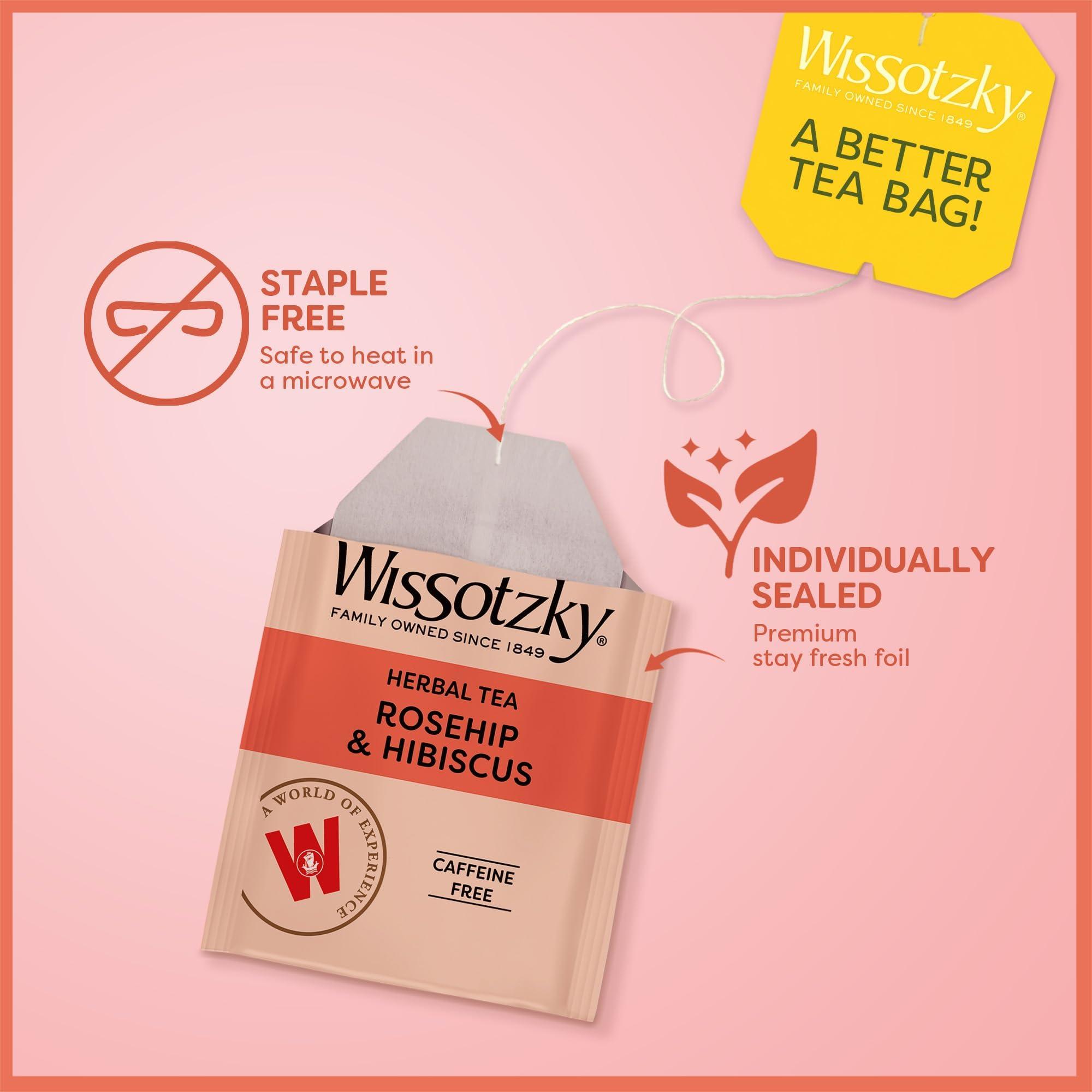 Wissotzky Wissotzky Rosehip & Hibiscus Herbal Tea (3 Pack - 60 Tea Bags) | Exotic Blend | Caffeine Free Tea | Immune Boost