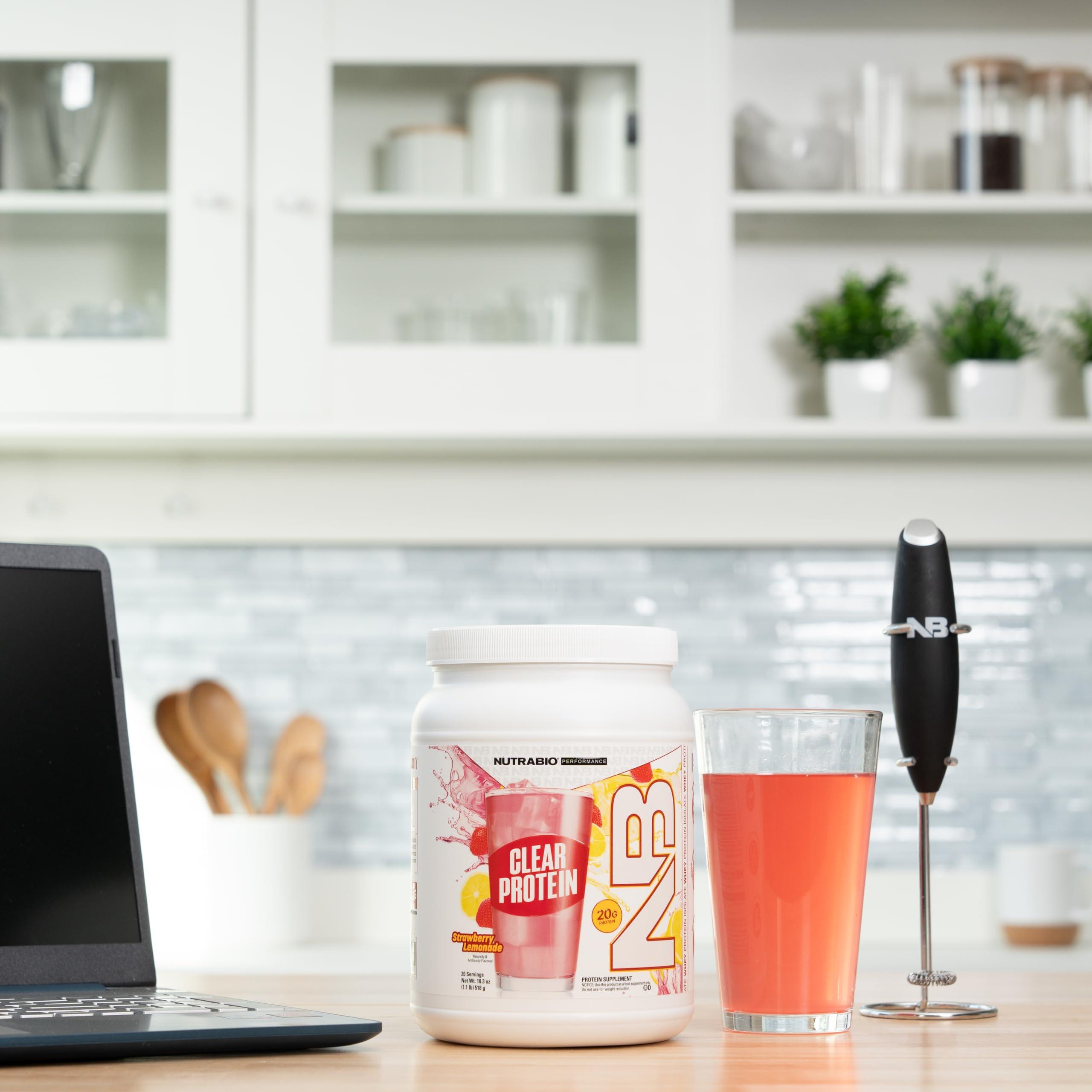 NutraBio NutraBio Clear Whey Isolate Protein Powder, Delicious & Refreshing Fruit Flavors, Protein Juice, No Milky Taste, No Foam, Zero Sugar, Strawberry Lemonade, 20 Servings
