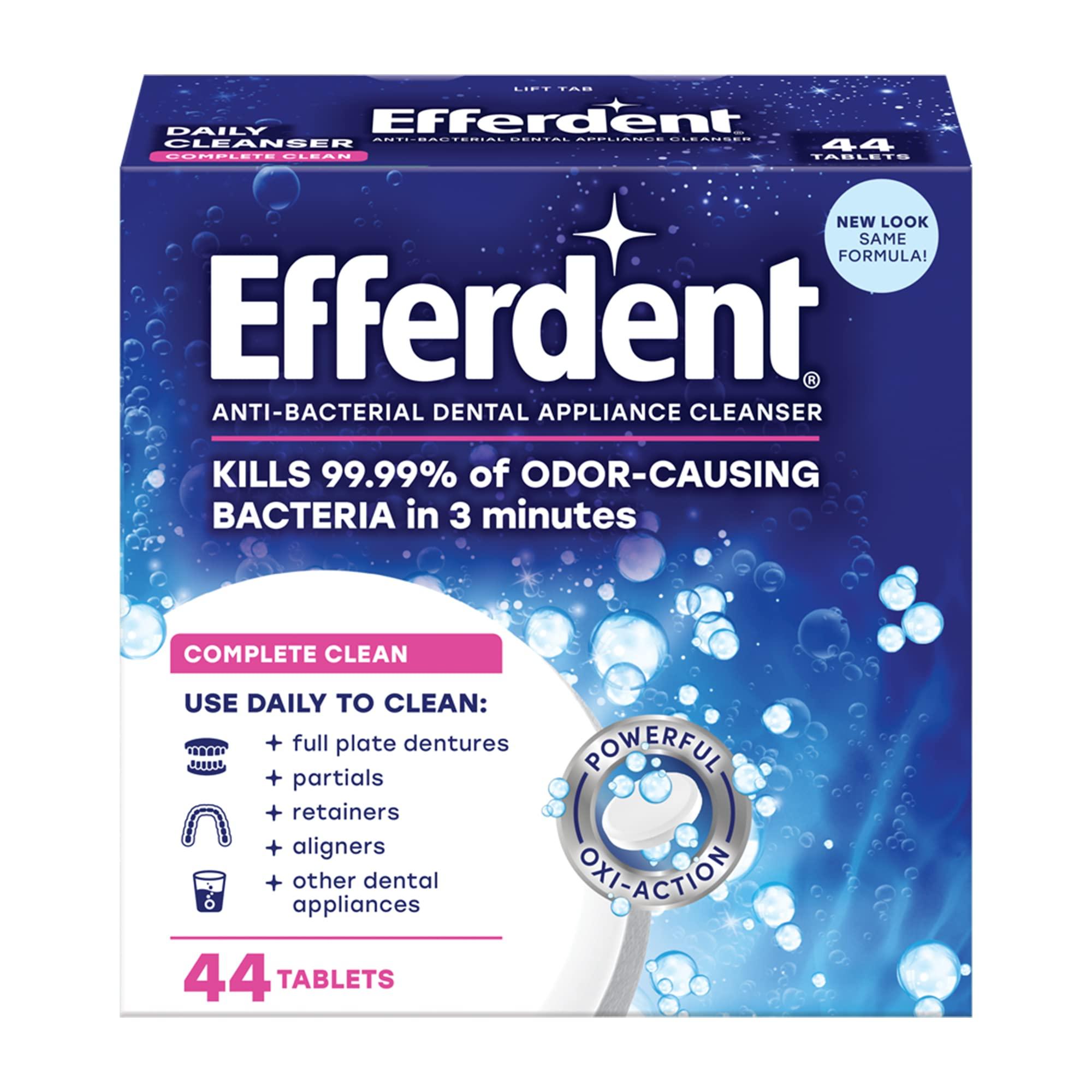 efferdent Efferdent Denture Cleanser Tablets, Complete Clean, Cleanser for Retainer and Dental Appliances, 44 Tablets