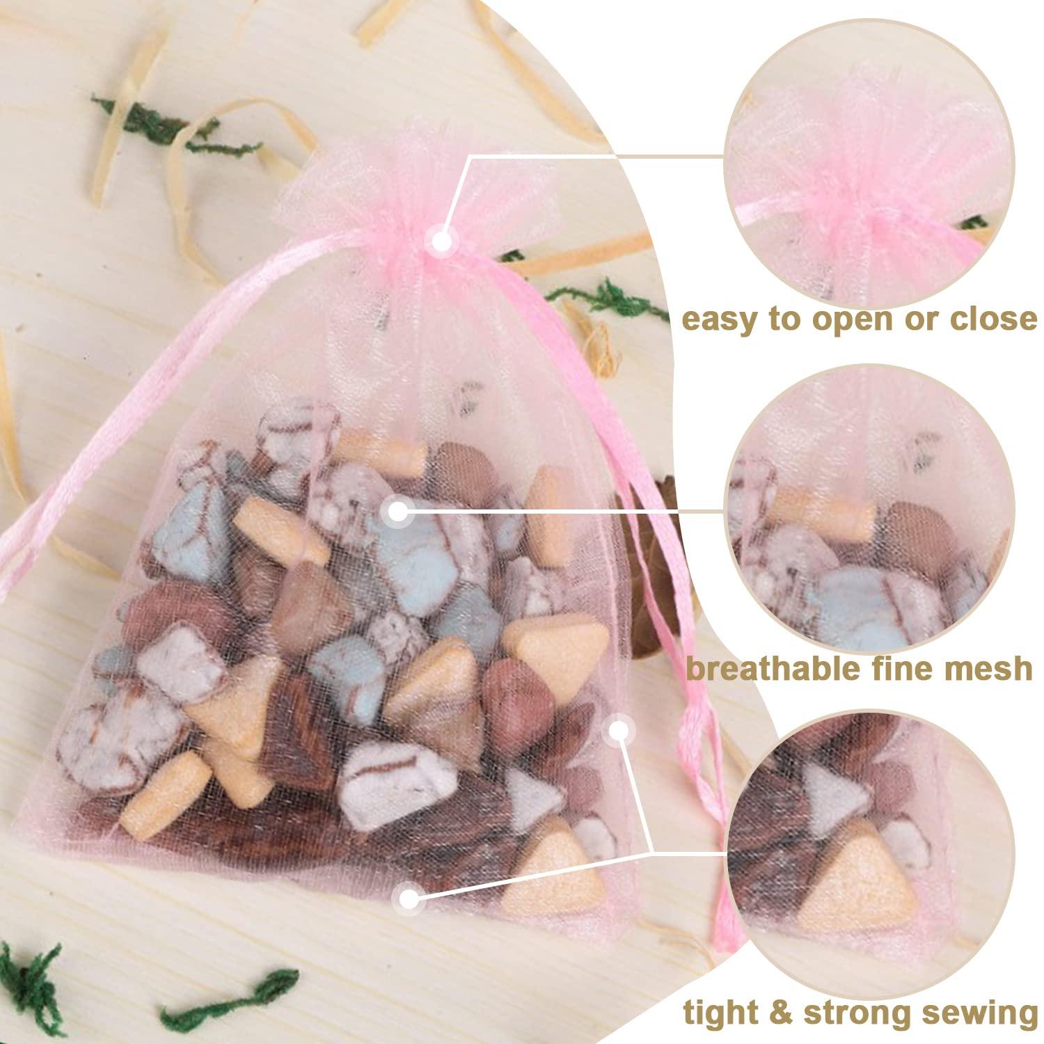 Ableme Black Organza Bags 3x4 Inch - 100 Pack Sheer Mesh Drawstring Gift Bags For Wedding Favors