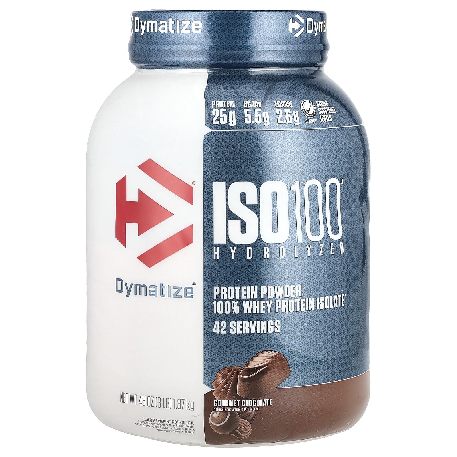 Dymatize Dymatize ISO100 Hydrolyzed, 100% Whey Protein Isolate, Gourmet Chocolate, 3 lb (1.4 kg)