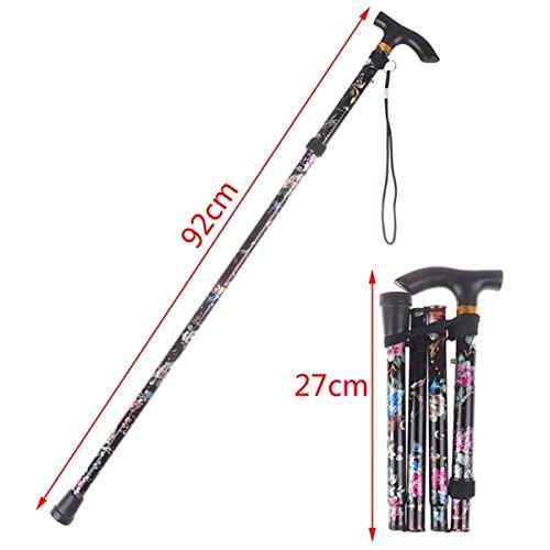 LXT-KL Walking Cane Telescopic Adjustable Folding Stick Hiking Poles Daily Living Aid Balancing Mobility Aid for Elderly, Seniors & Handicap (Color : Black)