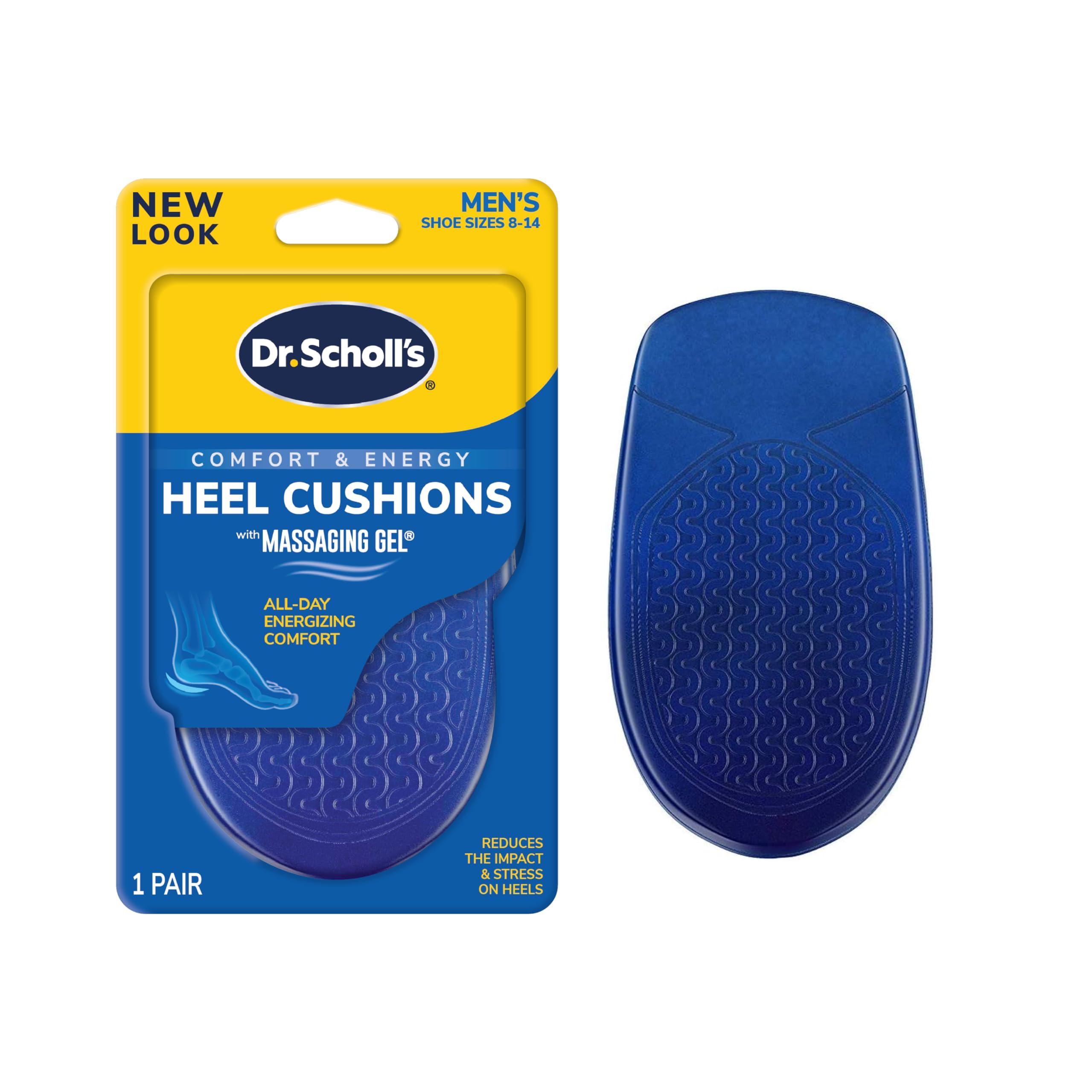 Dr. Scholl's Dr. Scholl\'s Heel Cushions with Massaging Gel, Gel Heel Cups, All-Day Energizing Comfort, Absorb Shock, Reduce Impact & Stress, Gel Cushioning Pad Insert, Fit All Shoes, Mens 8-14, 1 Pair
