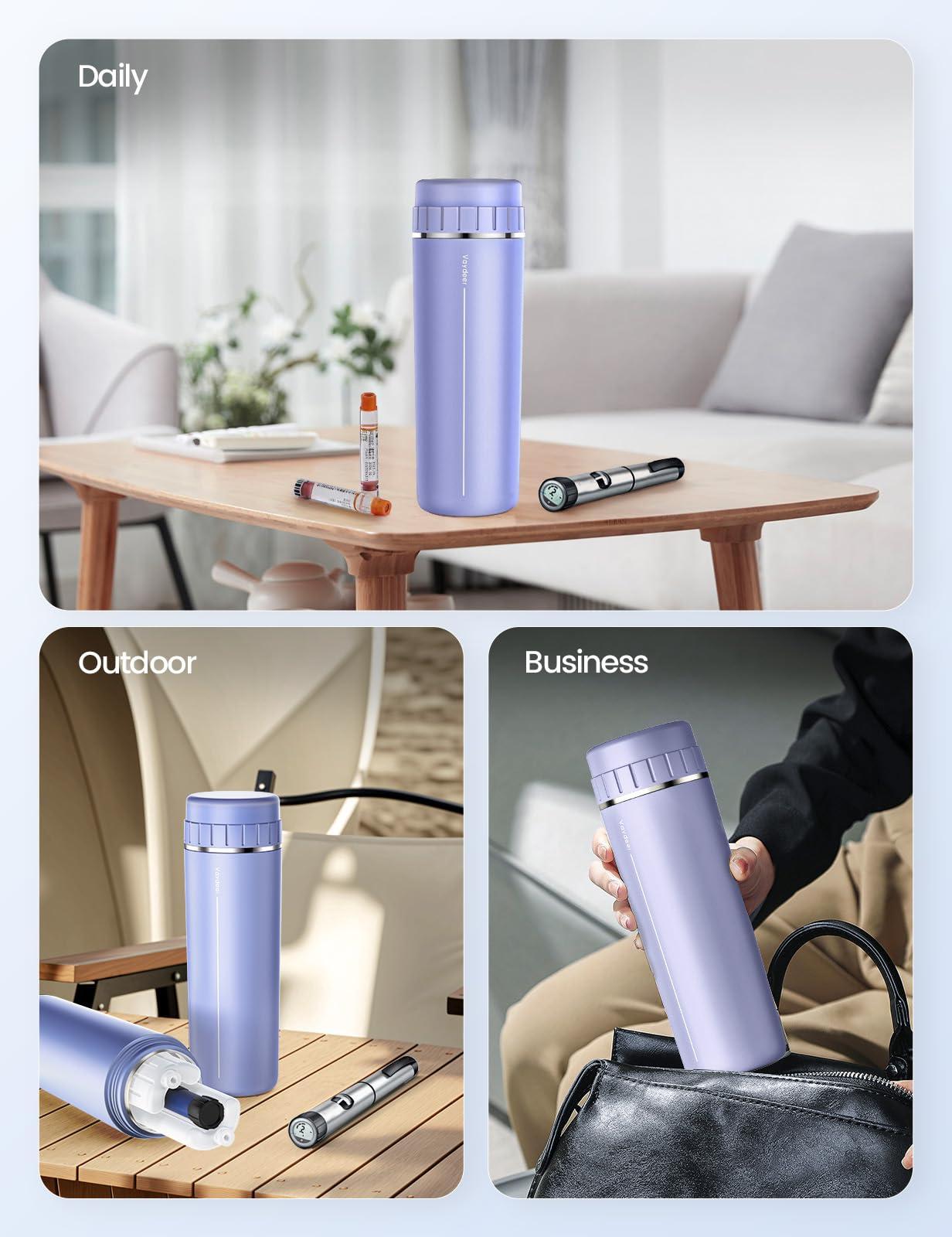 Vaydeer VAYDEER Insulin Cooler Travel Case, Medication Cooler for Travel [Double Lids] [Large Contact Area] [Uniform Temperature] Insulin Pen Cooler TSA Approved for Medications Carry (Purple)