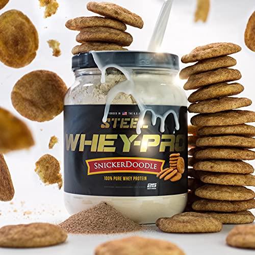 Steel Supplements Steel Supplements Whey-Pro | 100% Pure Whey Protein Powder for Men and Women | Snickerdoodle | Muscle Gain & Lean Muscle Recovery | Gluten Free | 1.65 lbs | BCAA 5g | Non-GMO | 25 Servings