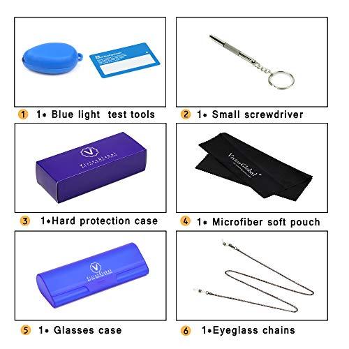 VisionGlobal VisionGlobal Blue Light Blocking Glasses for Computer Reading, Anti Glare Lenses Help Reduce Eye Strain and Fatigue, For Men/Women (Silver, 1.25 Magnification)