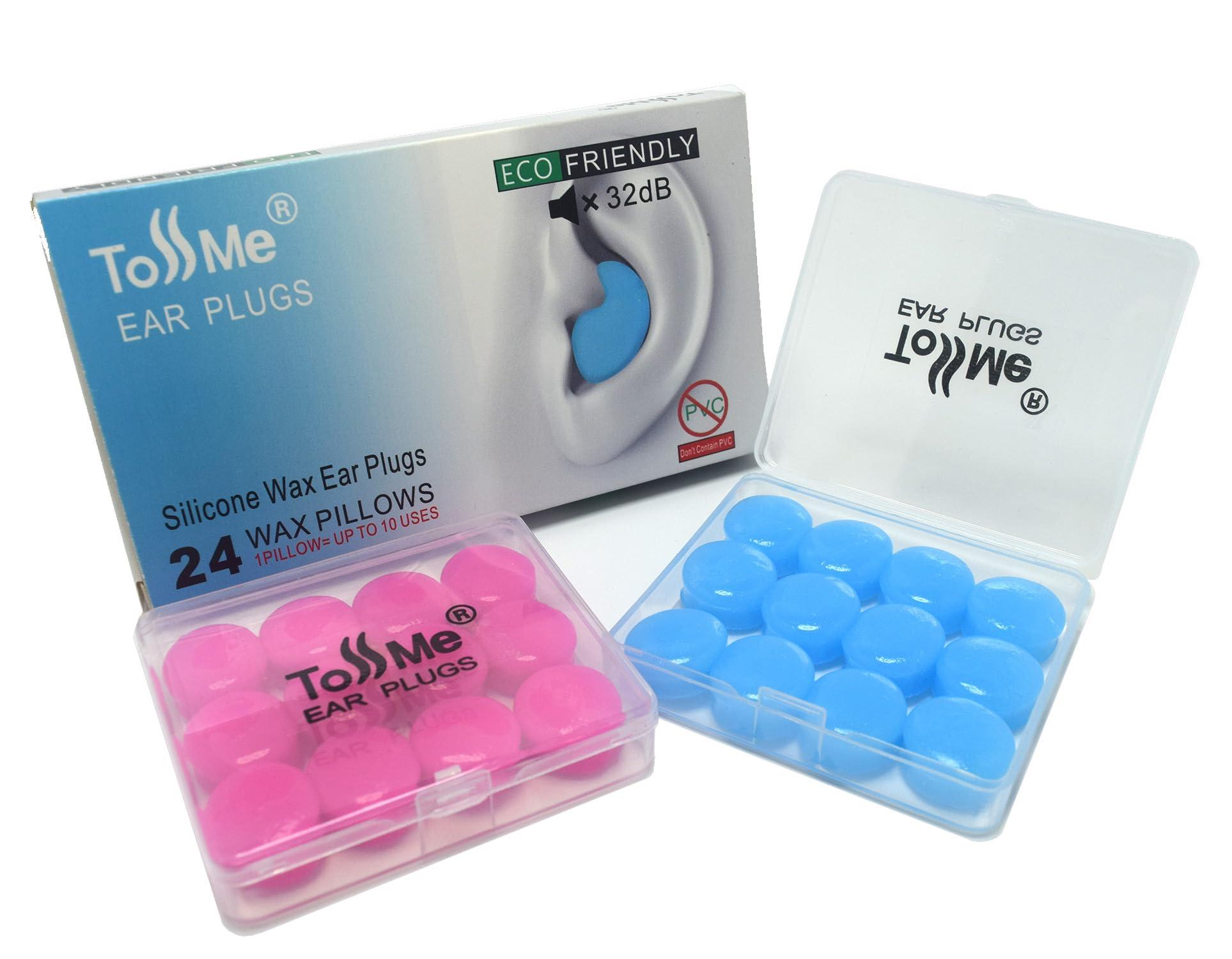 ToSSme Wax Ear Plugs for Sleep - 24 Silicone Wax Earplugs for Swimming and Sleeping - Gel Ear Plugs for Noise Cancelling, Ear Protection - SNR -32dB earplugs