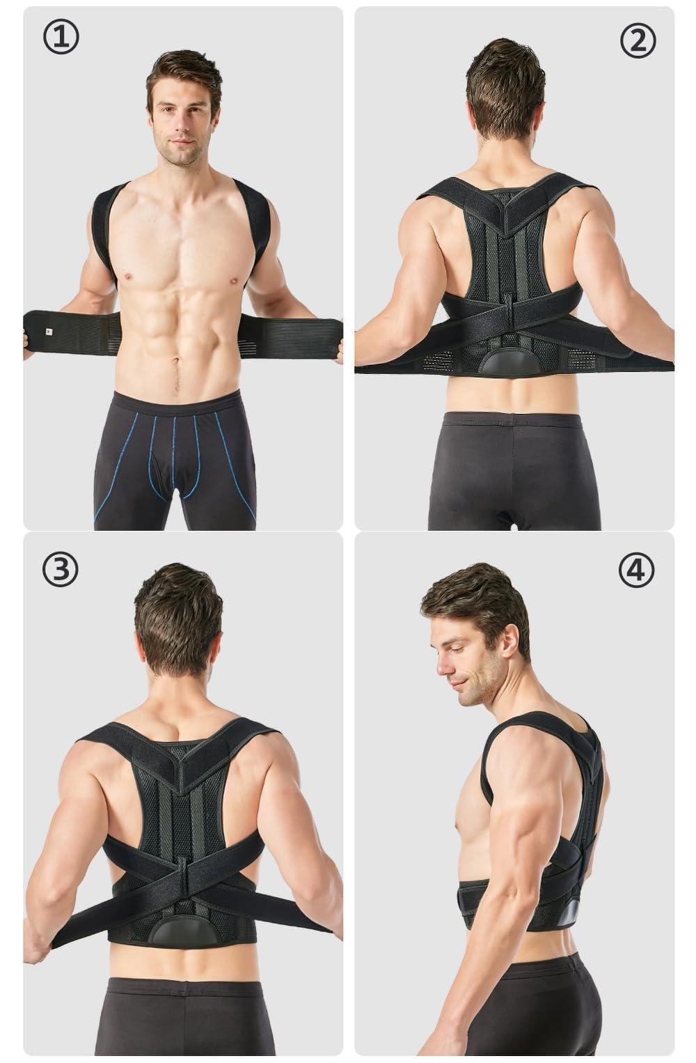 LUXRUB Full Back Support Belt Posture Corrector For Men And Women Waist Back Brace Vest Lumbar Decompression Belt Spine Shoulder Neck Waist Support Back Pain Relief (Color : Black, Size : XX-Large)