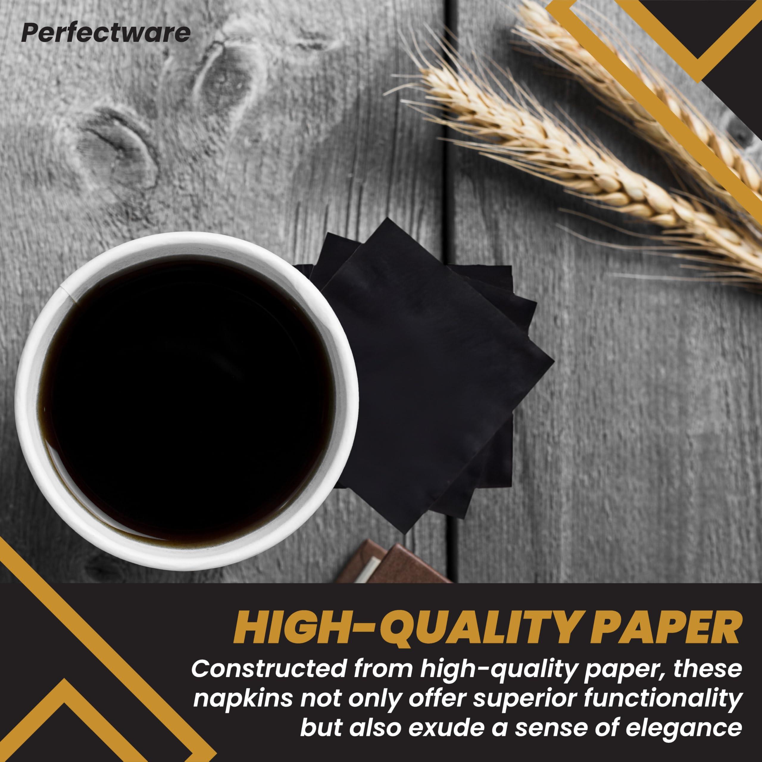 Perfectware Perfectware 2ply Black Beverage Napkins. 2Ply Cocktail Black Napkins. 10 x 10 Black Beverage Napkin., Pack of 300ct