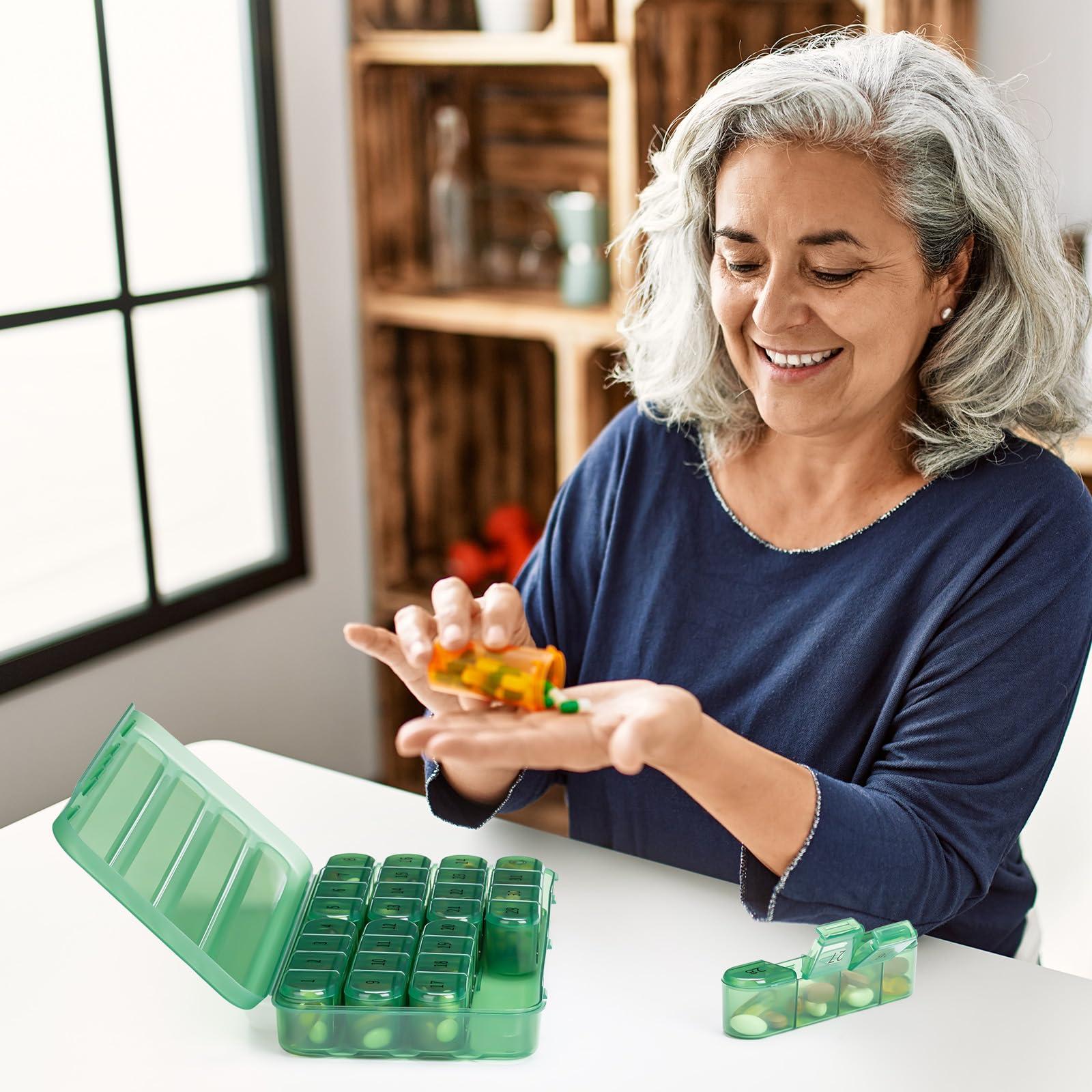 Zoksi Zoksi Monthly Pill Organizer 1 Time a Day, 30 Day Pill Box Organizer Once a Day, One Month Large Pill Case for Travel, 31 Day Daily Medcine Container for Vitamins, Supplement & Medication (Olive)