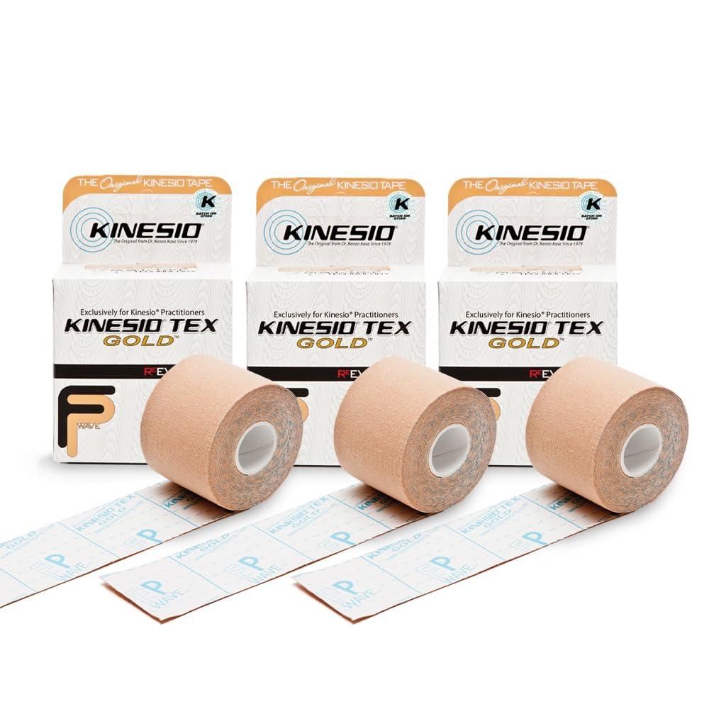 Kinesio Kinesio Taping - Elastic Therapeutic Athletic Tape Tex Gold FP - Beige 2 in. x 16.4 ft - 3 Pack