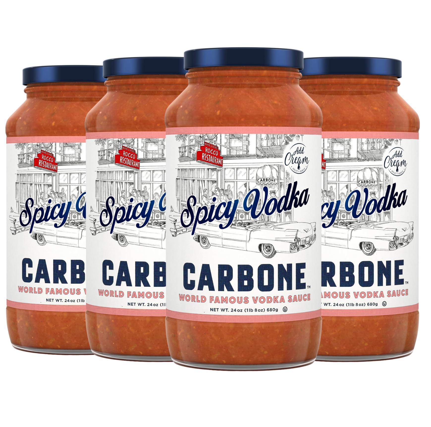 Carbone Carbone Spicy Vodka Pasta Sauce | World Famous Signature Recipe | Slow-Cooked with 100% Italian Tomatoes | Vegetarian, Gluten Free, Low Carb, Keto Pasta Sauce, 24 Fl Oz (Pack of 4)