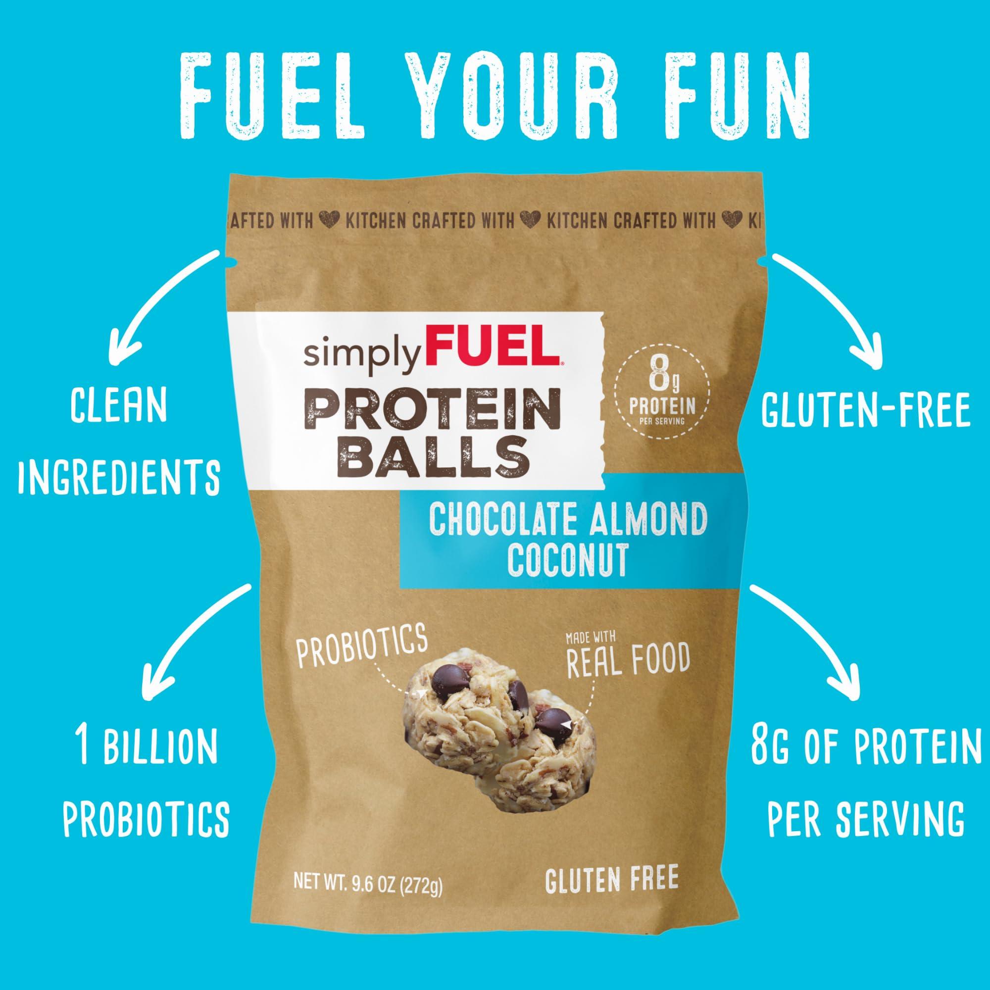 simplyFUEL simplyFUEL Whole Food Protein Balls with Probiotics - Chocolate Almond Coconut Snacks - 8g Protein Snack - Gluten Free Energy Balls (1 Pack of 12 Balls)