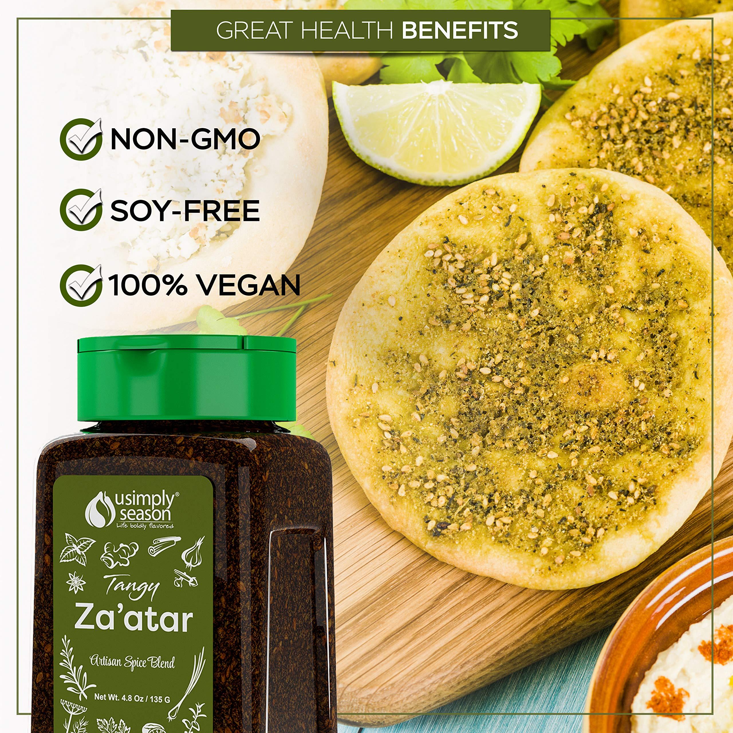 USIMPLY SEASON LIFE BOLDLY FLAVORED USimplySeason Tangy Zaatar Spice (4.8 oz) - Zesty Mediterranean Seasoning, Perfect for Bread, Hummus, and Salads - Vegan, Non-GMO, Made in USA