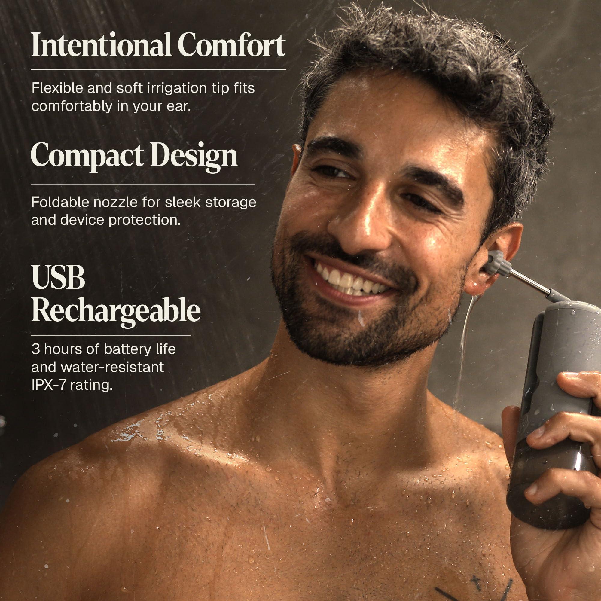 Black Wolf Wush Pro by Black Wolf - The Original Deluxe Water Powered Ear Cleaner with 6 Reusable Replacement Tips by Black Wolf - Safe & Effective for Ear Wax Buildup - Electric Ear Wax Removal Kit (Grey)