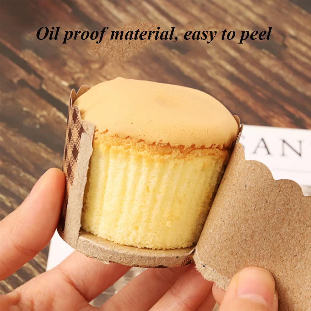 AKOAK AKOAK 50 Pcs Baking Muffin Paper Baking Bups, Brown Kraft Paper Cupcakes, Greaseproof Paper Baking Cups, Suitable for Birthday Parties, Weddings, Graduation Parties, Cupcake Packaging (Square)