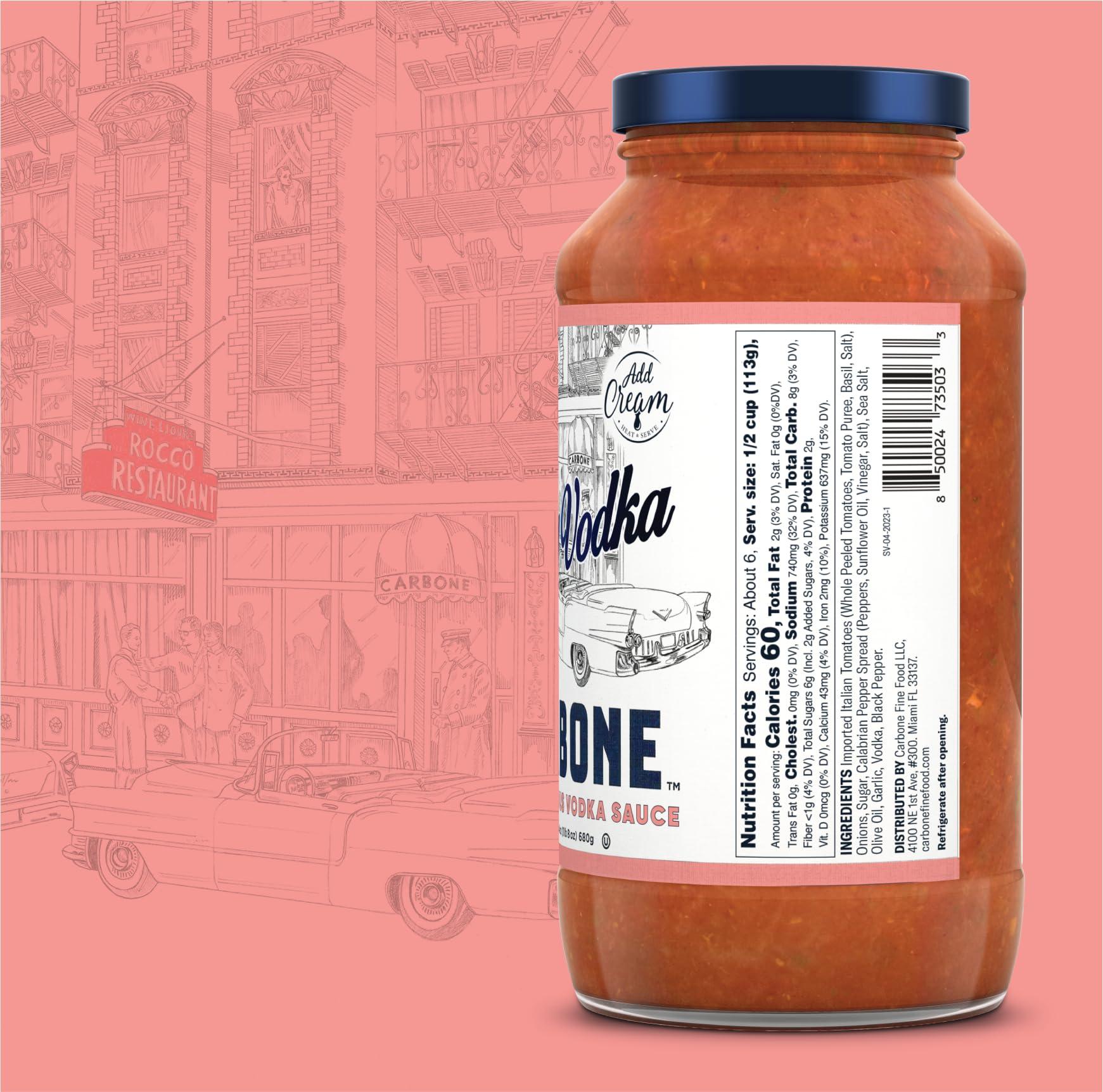 Carbone Carbone Spicy Vodka Pasta Sauce | World Famous Signature Recipe | Slow-Cooked with 100% Italian Tomatoes | Vegetarian, Gluten Free, Low Carb, Keto Pasta Sauce, 24 Fl Oz (Pack of 2)