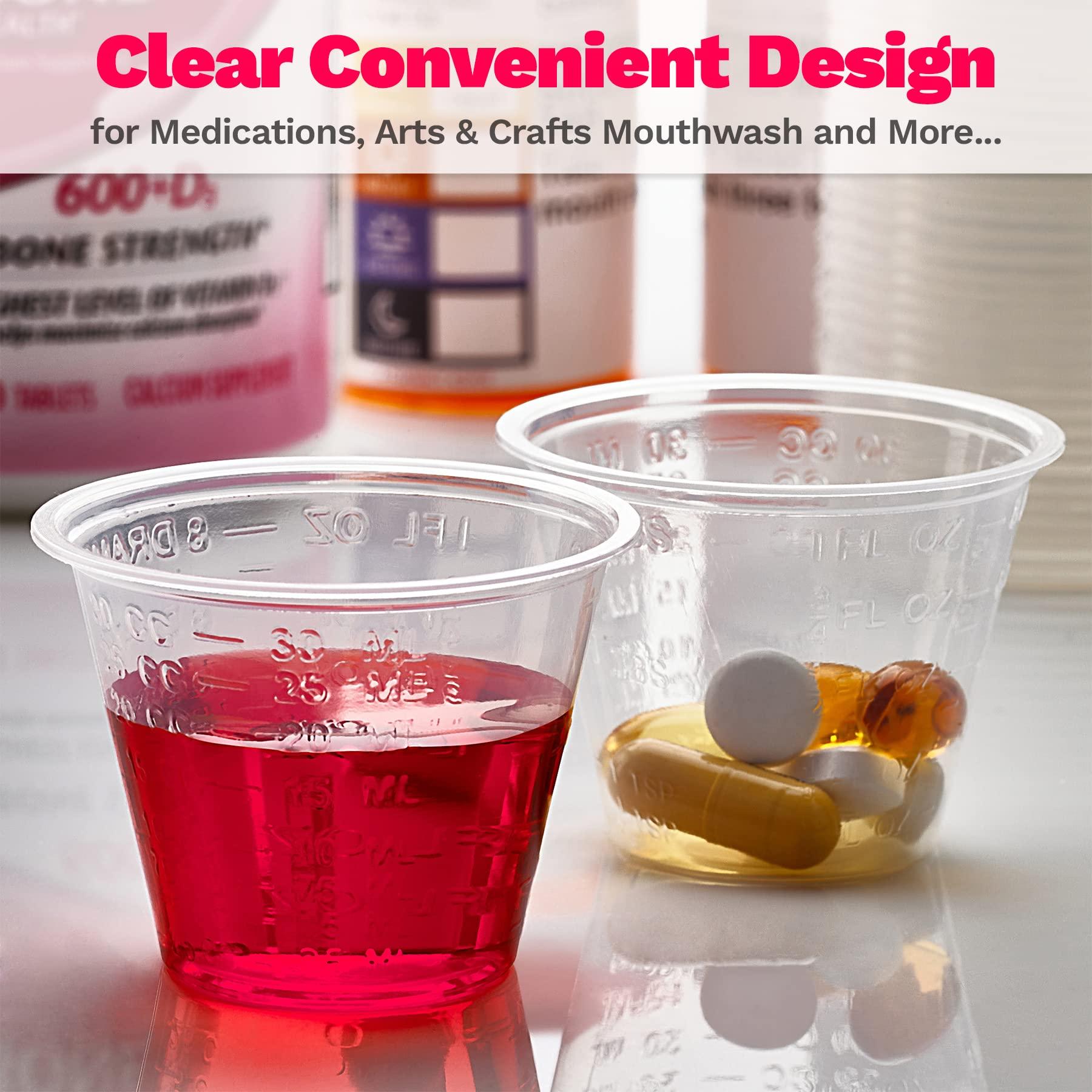MEDca Clear Medicine Cups (1oz) - Pack of 500 - Plastic Disposable Graduated Medicine Cups with Measurements for Medication Arts & Crafts Mouthwash and More