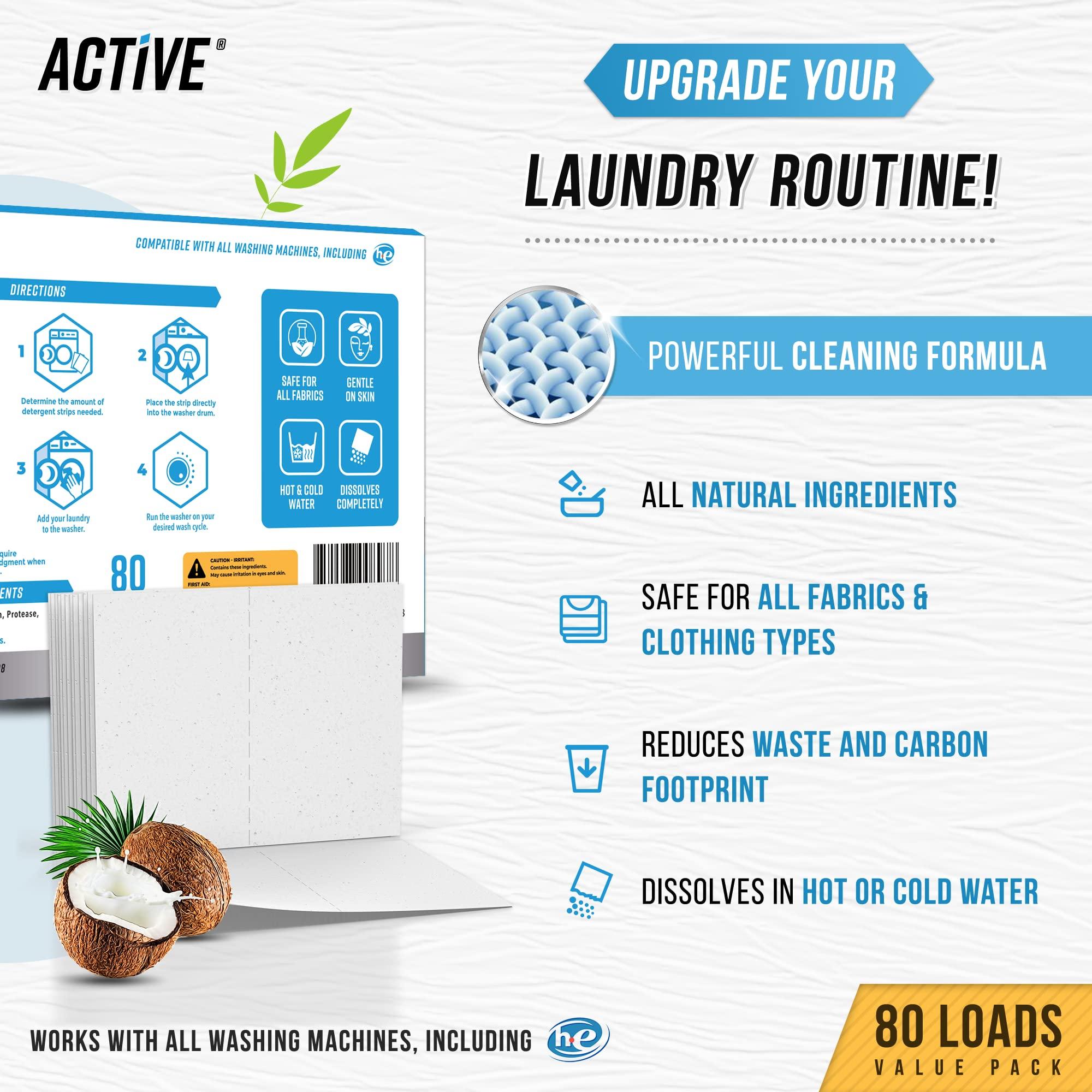 ACTIVE ACTIVE Pet Laundry Detergent and Laundry Detergent Sheets - Includes 2LB Pet Detergent Powder and 80 Load of Fresh Linen Scent Detergent Sheets