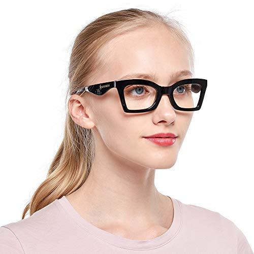 SOOLALA SOOLALA Anti-Blue Blocker Light Butterfly Readers Cateye Reading Glasses, Black, 3.0