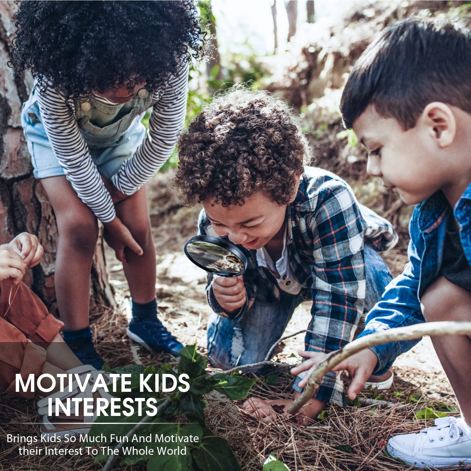 Ebbnivs Large Magnifying Glass with Light, Magnifier 10X 20X 45X Handheld Illuminated Lighted Magnifier with 3 LED Lights 1UV Light Storage Bag Clean Cloth for Seniors Reading Inspection (Black)