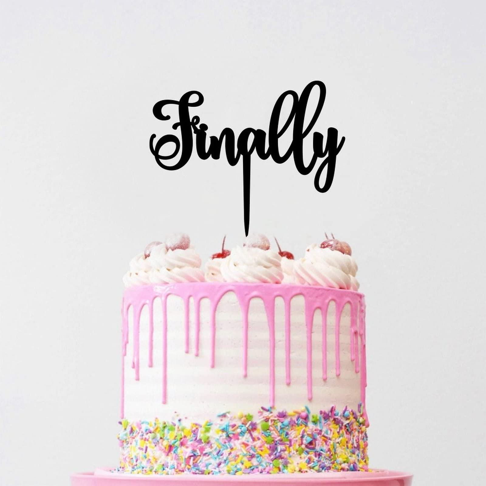 LetusZhogo Finally Wedding Cake Topper, Finally Black Acrylic Cake Topper Wedding Decor, Engagement Cake Topper Decor, Unique Funny Wedding Cake Toppers