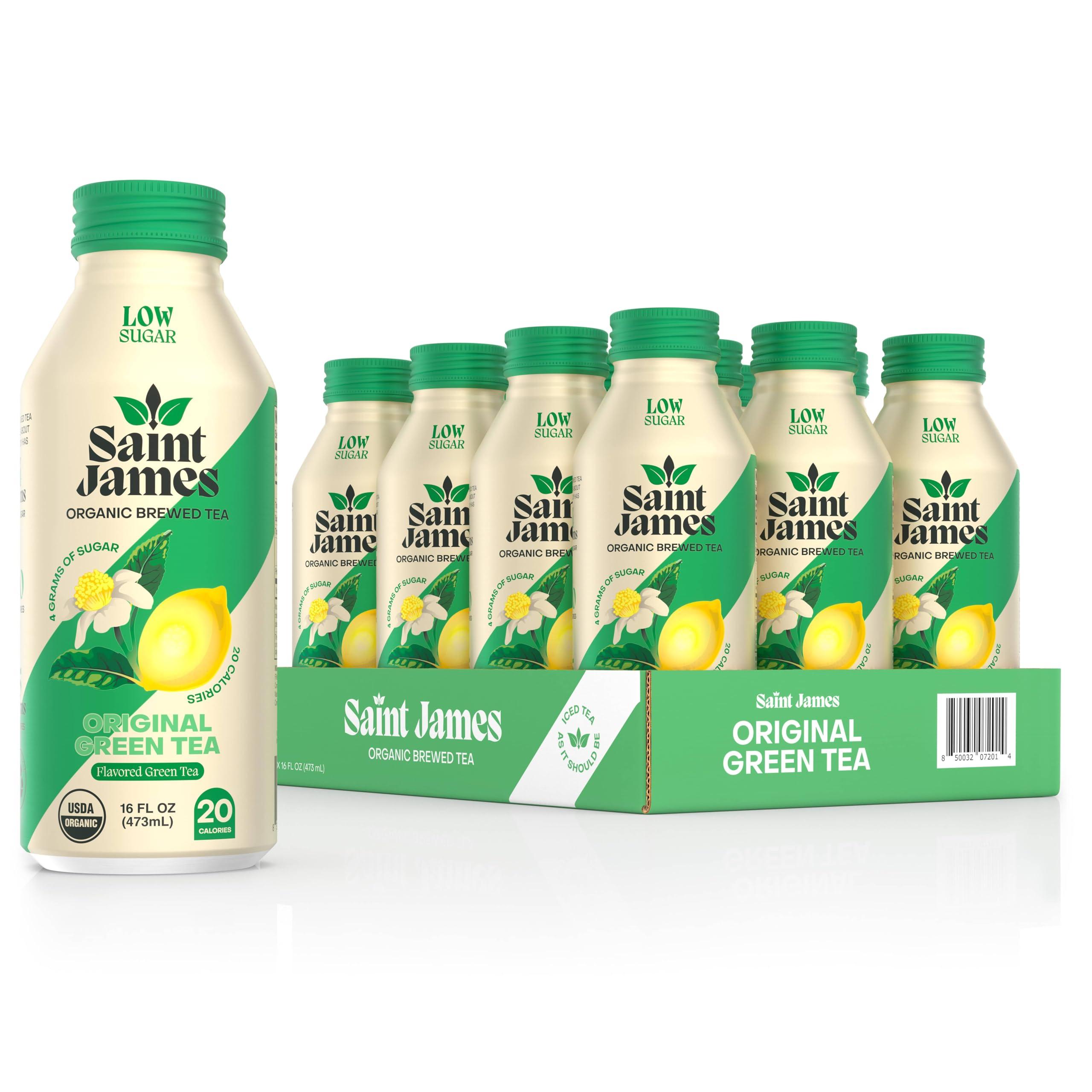 Saint James Iced Tea Saint James Iced Tea - Organic Green Tea - Non GMO, Gluten Free, Low Calorie & Low Sugar - Original Green Tea, 12 Pack (16.9 fl oz each)