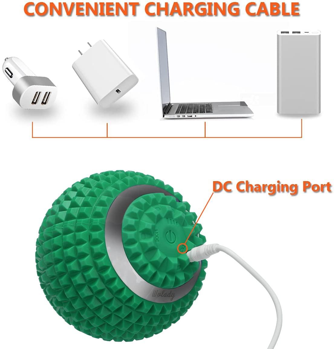 Wolady Wolady Massage Ball Vibrating Ball Massage Relieving Muscle Tension Pain & Pressure, 4-Speed High-Intensity Roller Electric Rechargeable Washable