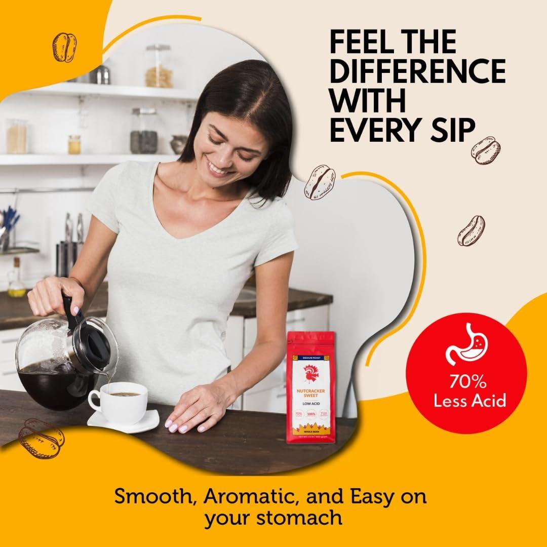 Puroast Coffee Puroast Low Acid Coffee Flavored Bean | Nutcracker Sweet Whole Bean | Medium Roast | High Antioxidants & High pH |No Bitter Aftertaste | Reduced Heartburn & GERD | Suitable for Cold Brew - 2.2 LB