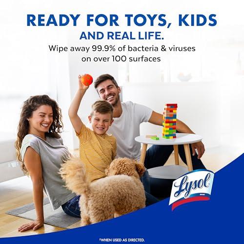 Lysol Lysol Disinfectant Wipes, Multi-Surface Antibacterial Cleaning Wipes, For Disinfecting and Cleaning, Lemon and Lime Blossom, Pack of 4 (Packaging may vary)