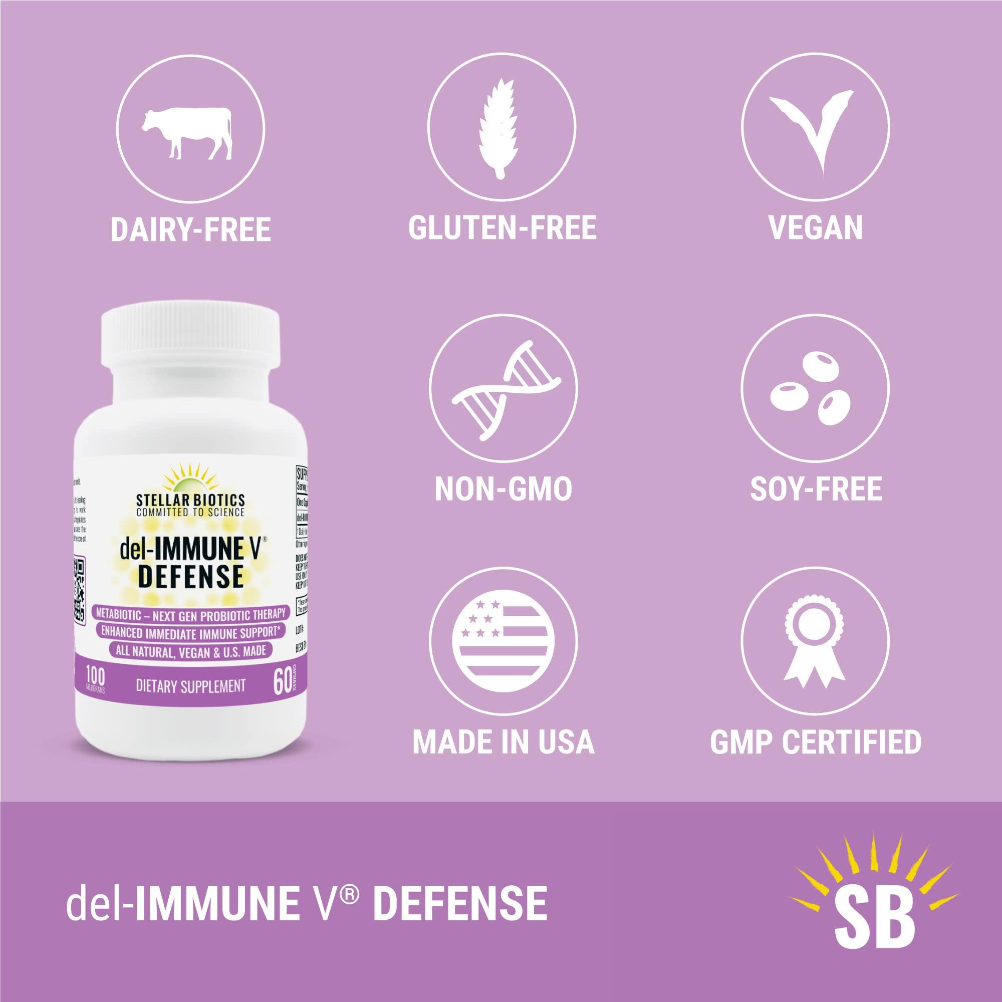 Del-Immune V Del-Immune V Defense by Stellar Biotics, All-Natural Immune Support & Gut Health (+) Immediate Care, Metabiotic: NextGen Probiotic Therapy (60 Caps)