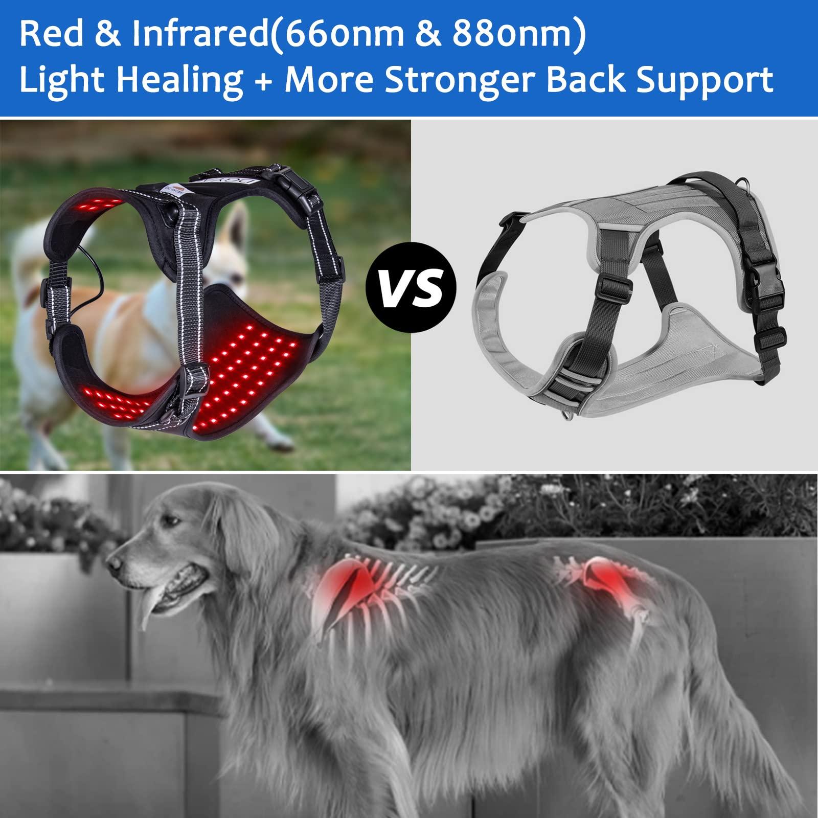 Dialudon Dialudon Dog Back Brace with Red Infrared Light Therapy for Muscle Joint Pain Relief, Red Light Therapy Devices for Dogs Home Light Therapy Adjustable Wrap for Arthritis, Back Pain, Surgical Recovery