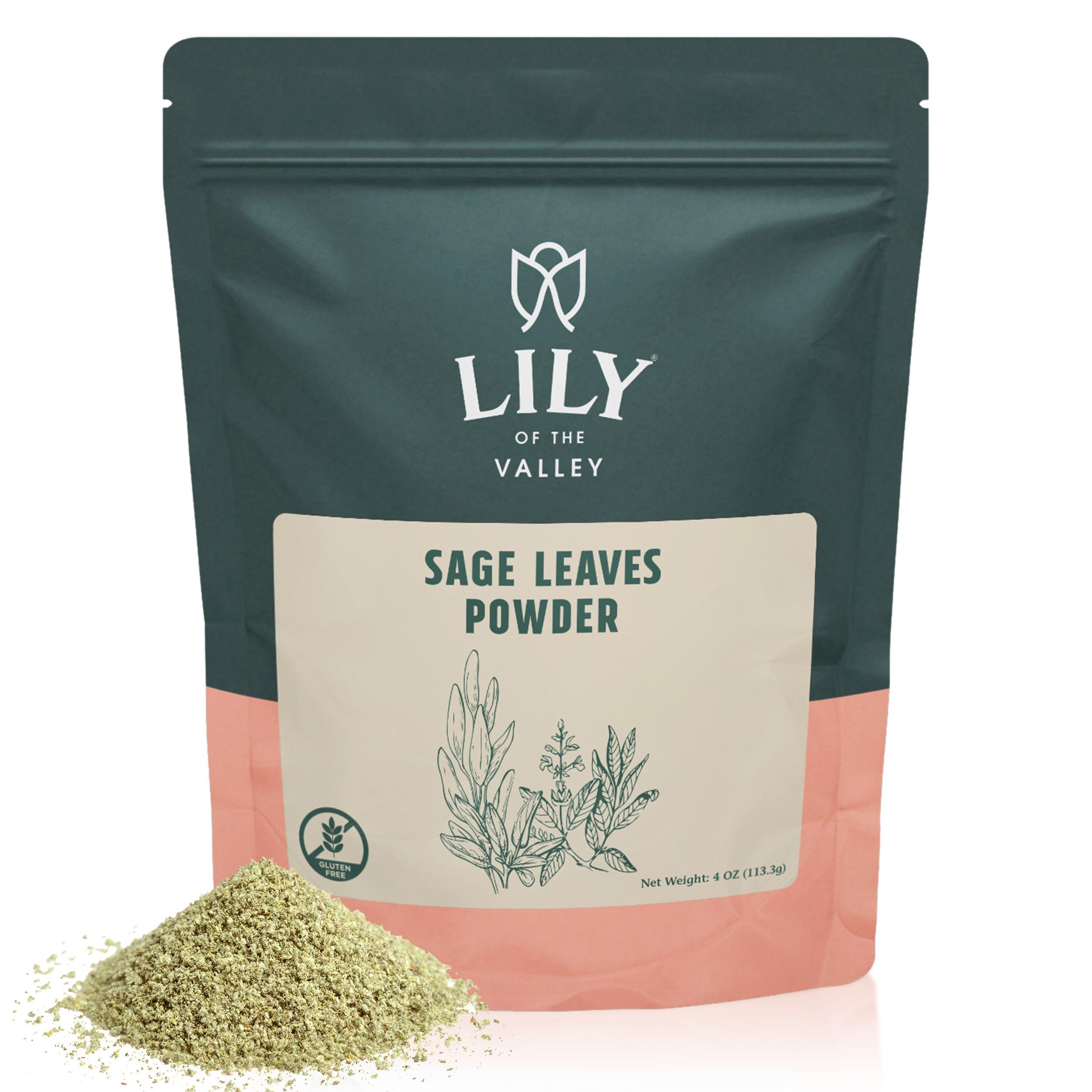 LILY OF THE VALLEY Lily of the Valley Sage Leaf Powder - Ground Dried Sage leaves - Seasoning Herb Spice - No Fillers & No Additives - Great for Cooking - Vegan & Gluten-Free - Packed in Resealable Pouch (16oz, 453g)
