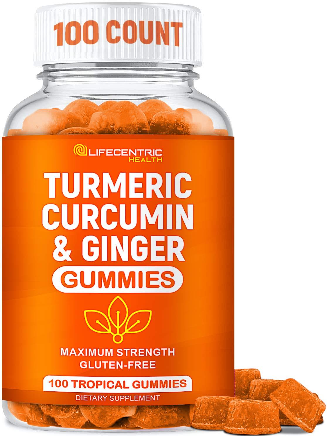 LifeCentric Health Turmeric Gummies for Adults and Kids | Max Strength Turmeric and Ginger Supplement | Vegan Organic Natural Turmeric Curcumin Gummies for Overall Health | Best Turmeric Supplement with Ginger