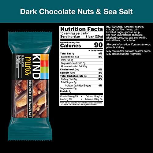 KIND KIND Minis, Dark Chocolate Nuts & Sea Salt, Healthy Snacks, Gluten Free, Low Calorie Snacks, Low Sugar, 10 Count