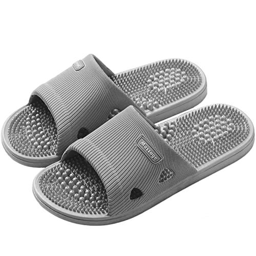 MOTTLED SKY Acupressure Massage Slippers for Plantar Fasciitis for Women Acupuncture Slippers Arthritis Neuropathy Pain Relief Non-Slip Massage Sandals Women Stress Relief Gifts for Bath (US Men 8.5-9.5, Grey)