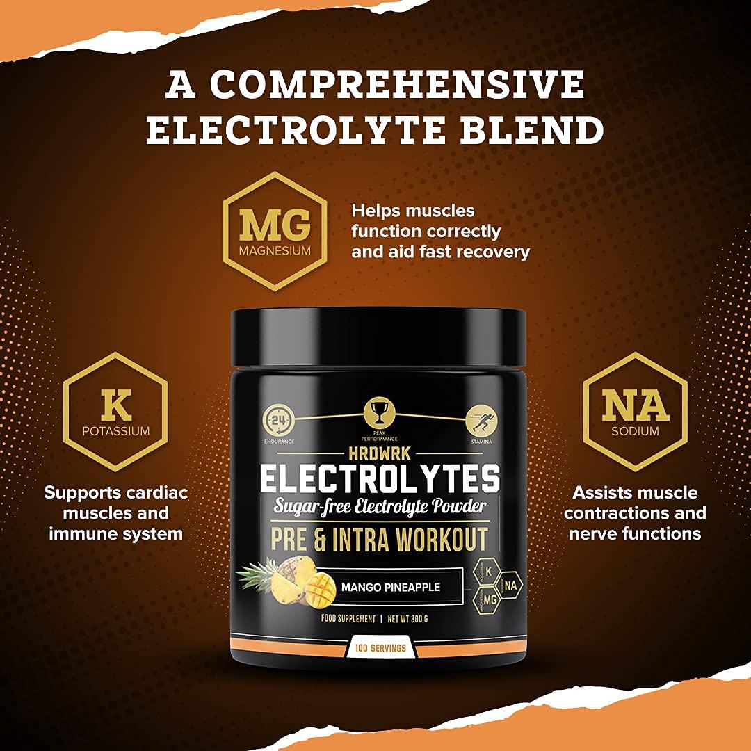 MMA Nutrition HRDWRK Electrolytes Powder with Magnesium, Potassium - Sugar Free Electrolytes Boost Endurance and Reduce Fatigue with This Electrolytes Supplement - Maximum Hydration - Keto Friendly