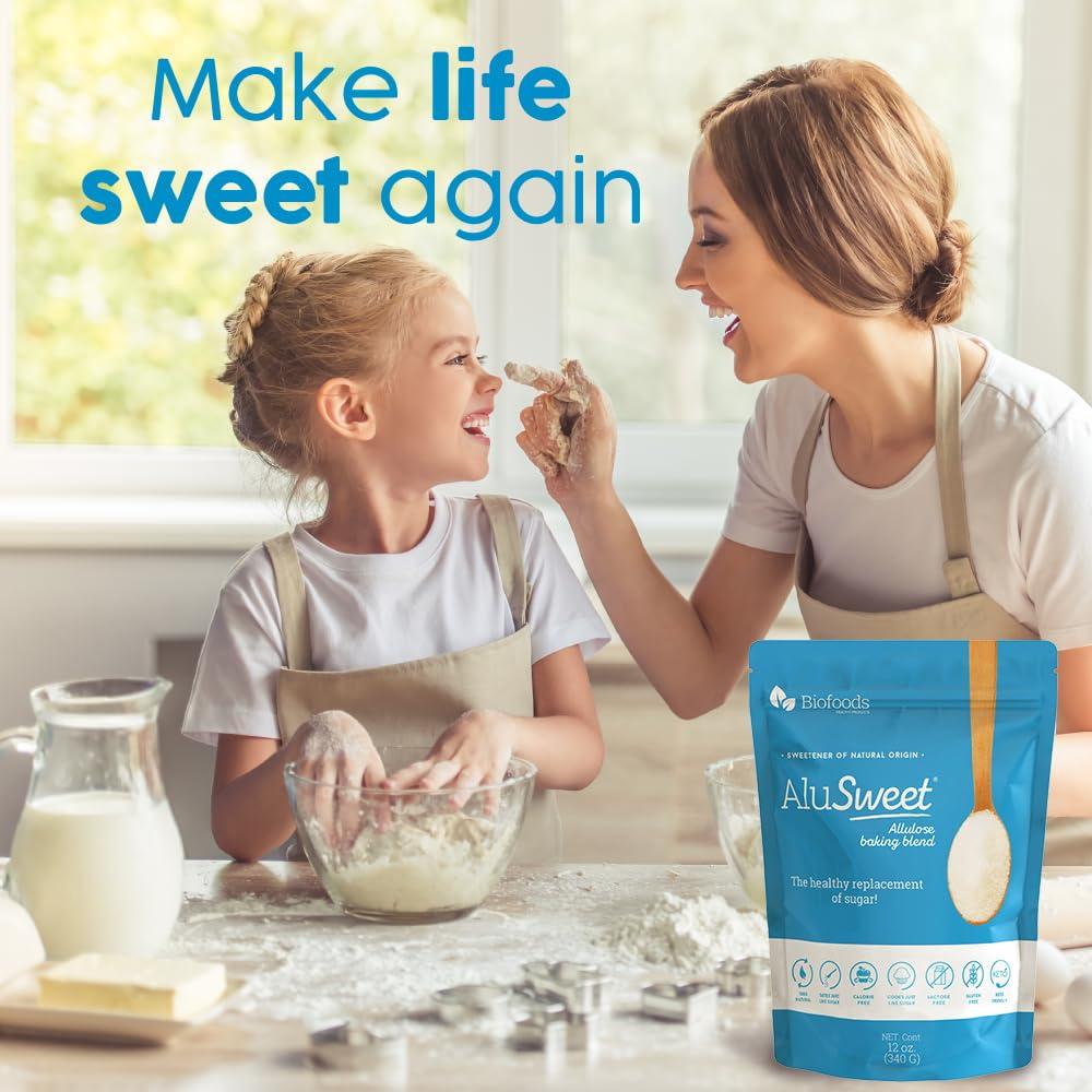 Biofoods Alusweet Alusweet Allulose Sweetener Zero Calorie - 24 oz - 1:1 Sugar Substitute, Keto-Friendly, Gluten-Free, Non-Glycemic, Plant-Based Sugar Substitute for Baking, Coffee, Cooking and Drinks
