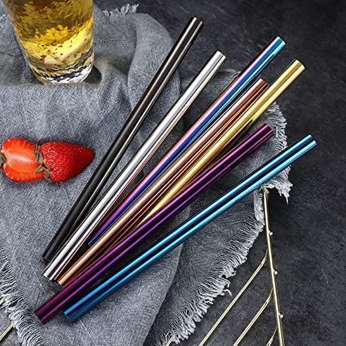 NiceCaTeLe Reusable Metal Boba Straws & Smoothie Straws 50Pack.NiceCaTeLe 0.5" Wide Blue Jumbo Stainless Steel Fat Straws in Bulk for Bubble Tea/Tapioca Pearl, Milkshakes, Smoothies, Jumbo Drinks (Blue)