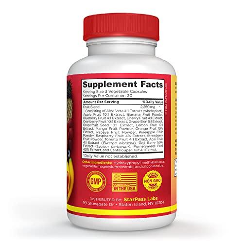 StarPass Labs Vegetarian Balance of Superfoods Reds Fruits and Greens | Vegan Vegetables Fruits and Veggie | Natural Balance of 90 Fruits, 90 Veggies Capsules for Men, Women and Kids | Nature Vitamins and Minerals