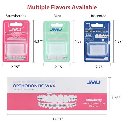 JMU JMU Braces Wax 10 Pack, Orthodontic Wax Pre-cut 500 Wax Dots, Dental Wax Strawberry Flavored
