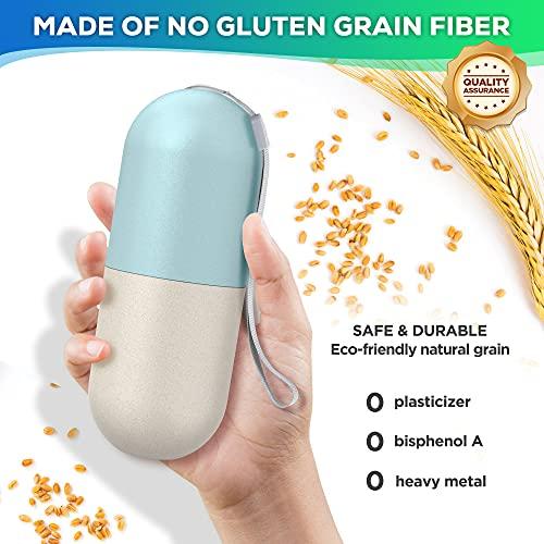 Zannaki Zannaki Upgrade Large Compartment Grain Fiber Moisture Proof Cute Weekly Pill Organizer, Laser Carving Markings, BPA Free Travel Hiking 7 Day Pill Box Case to Hold Pills,Vitamins,Fish Oil,Supplements