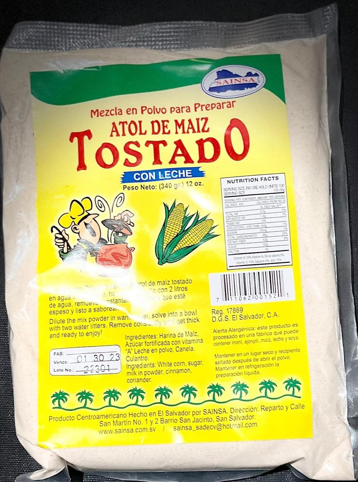 sainsa ATOL DE MAIZ TOSTADO SALVADOREÑO MEZCLA EN POLVO CON LECHE 12 ONZAS