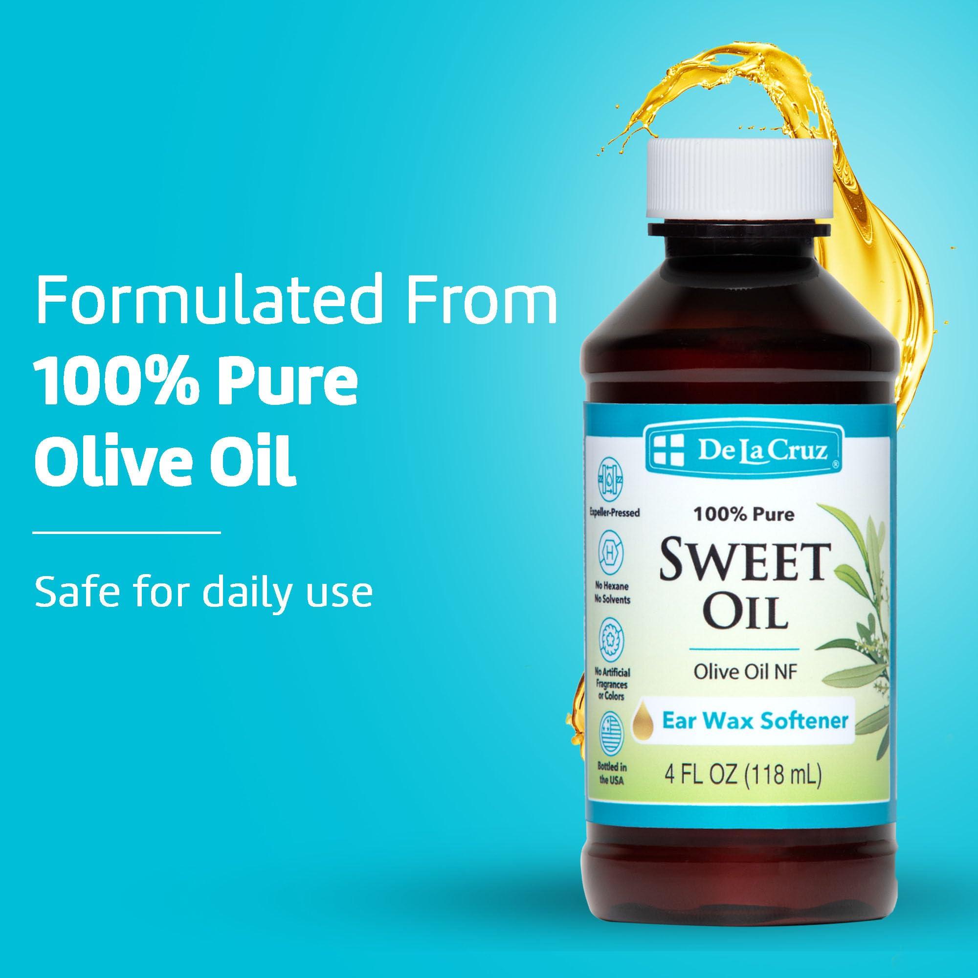 De La Cruz De La Cruz 100% Pure Sweet Oil for Ears - All Natural and Gentle Ear Wax Softener - Refill 4 Fl OZ