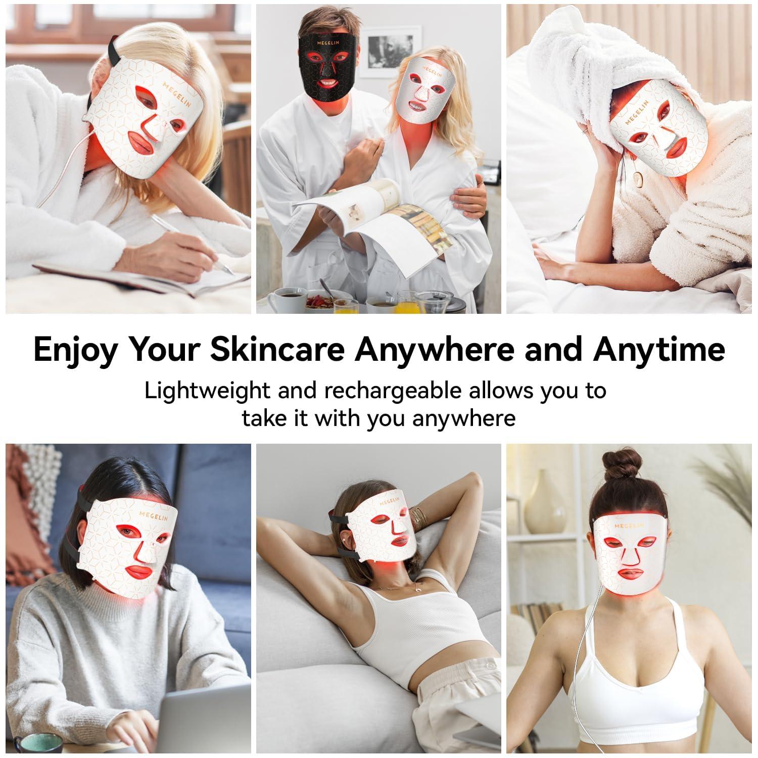 MEGELIN MEGELIN Led Red Light Therapy Mask,7 Colors Led Light Therapy Facial Mask